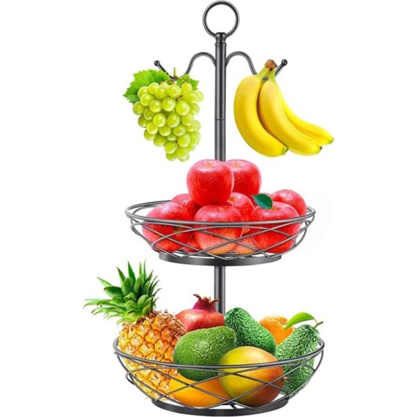 Cesta de frutas Frutero de 2 niveles con colgador de