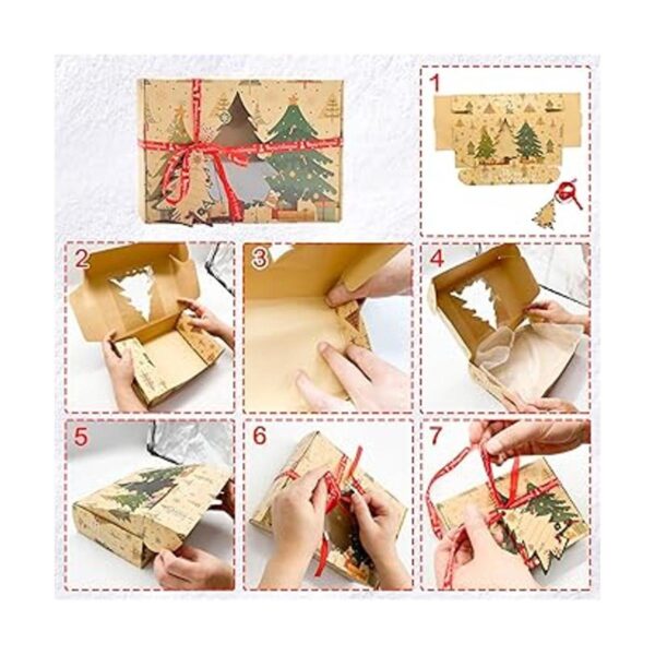 Paquete de 12 cajas de galletas de Navidad marrones con