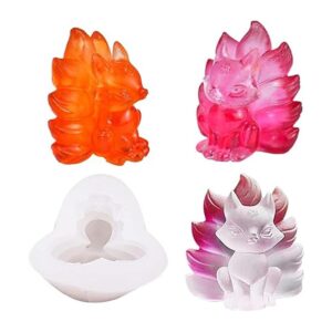 Fuerlun Molde de resina de zorro de silicona 3D de nueve_1
