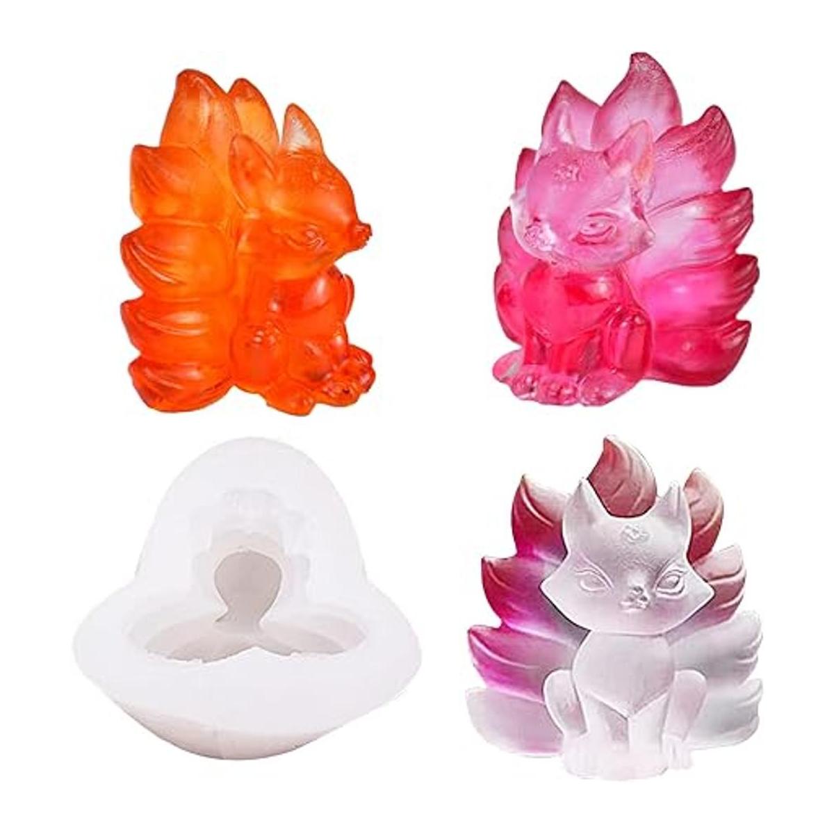Fuerlun Molde de resina de zorro de silicona 3D de nueve