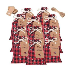 48 bolsas de Navidad con cordón bolsas de arpillera a
