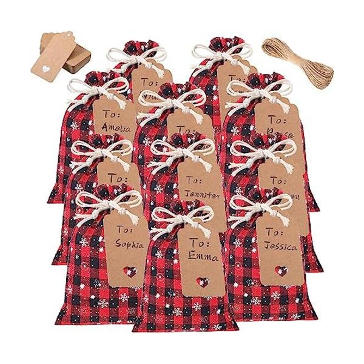 48 bolsas de Navidad con cordón bolsas de arpillera a