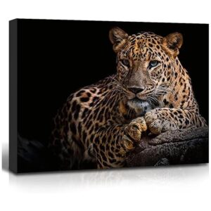 Lienzo con estampado de leopardo fondo negro diseño de_1