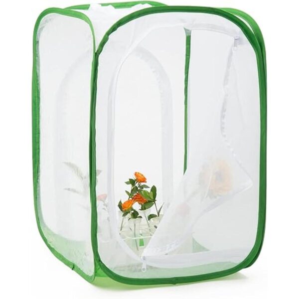 Hábitat de mariposa monarca de dos puertas jaula de malla_3