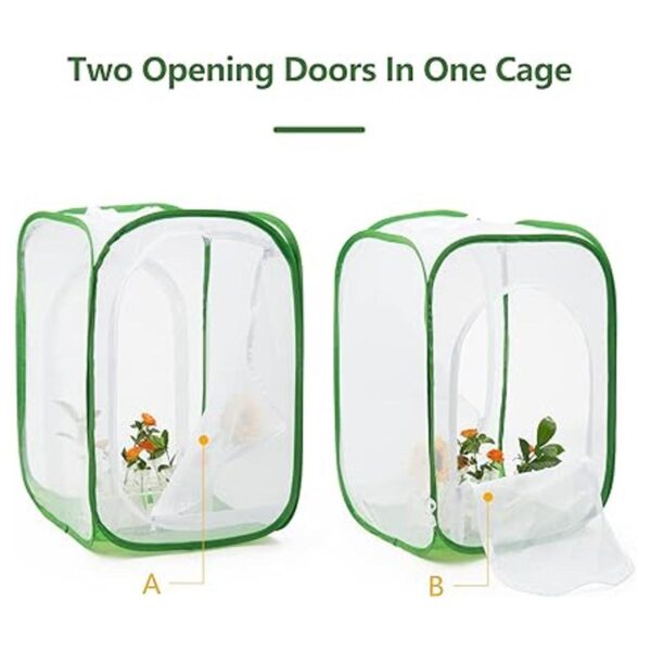 Hábitat de mariposa monarca de dos puertas jaula de malla_2