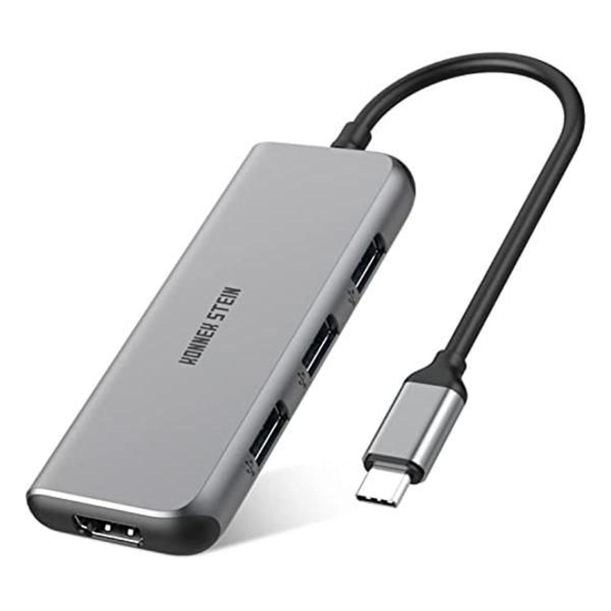 KONNEK STEIN Hub USB C 7 en 1 USB C a puerto HDMI 4K o