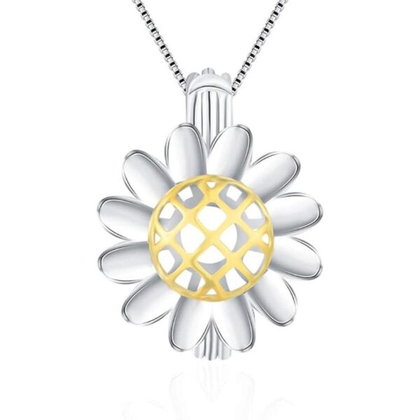 LGSY Colgantes de jaula de perlas de girasol de plata_1