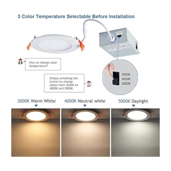 Paquete de 12 luces LED empotrables delgadas de 4 pulgadas_2