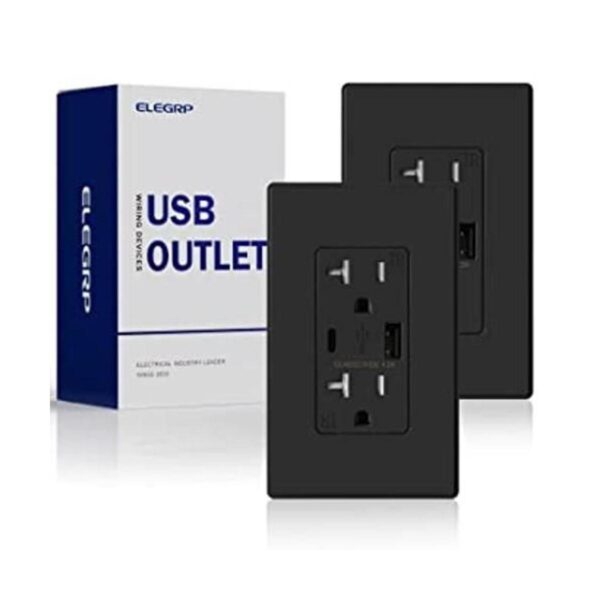 ELEGRP Toma de pared de cargador USB receptáculo USB con_1