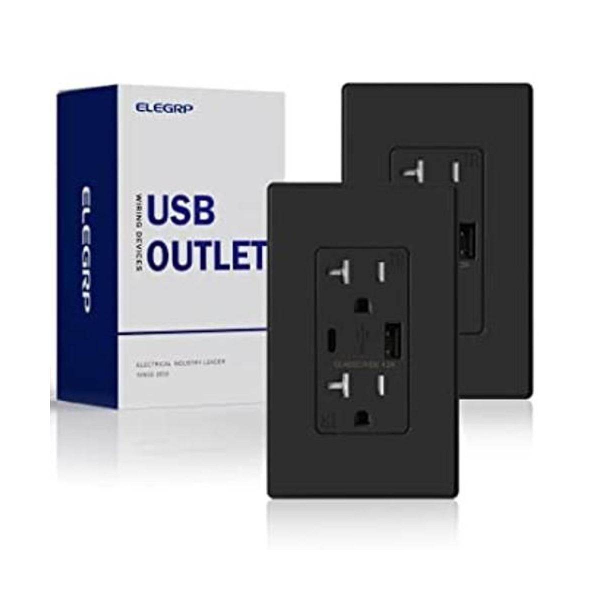 ELEGRP Toma de pared de cargador USB receptáculo USB con