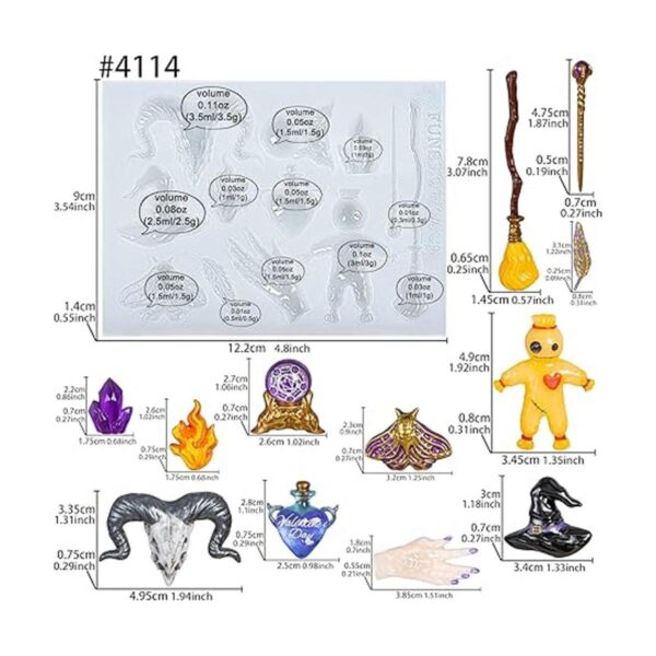 FUNSHOWCASE Witchcraft Altar Molde de silicona de resina_2