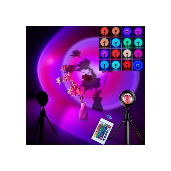 Lámpara de proyección de puesta de sol luz LED RGB de 16_1