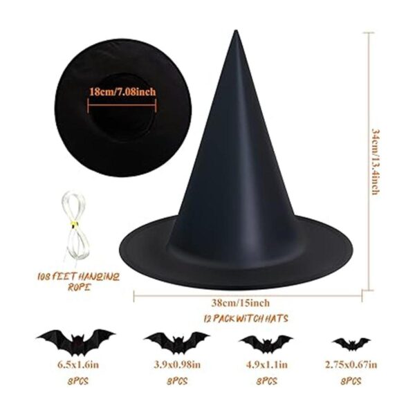 Dokeawo Paquete de 12 sombreros de bruja de Halloween con_2