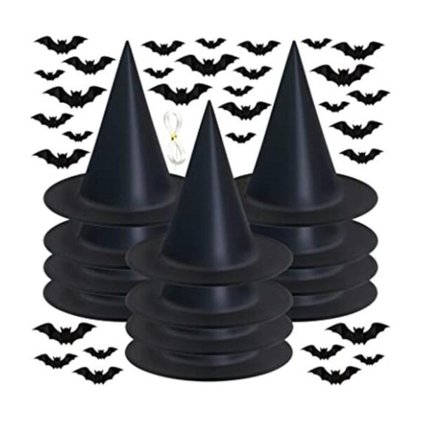 Dokeawo Paquete de 12 sombreros de bruja de Halloween con_1