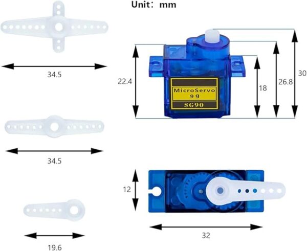 Paquete de 10 servomotores SG90 9G Micro Servo para RC