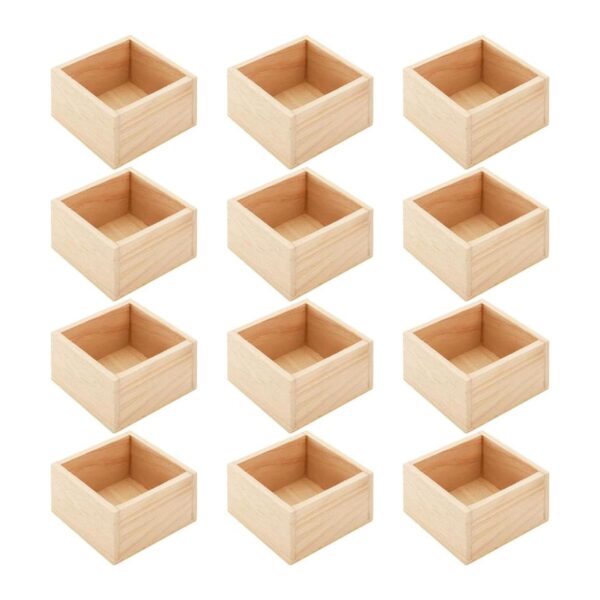 Frcctre Paquete de 12 cajas de madera pequeñas sin acabar_1