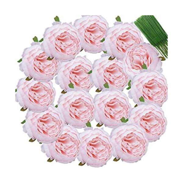 FagusHome 25 cabezas de flores artificiales de peonía de