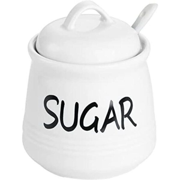HAOTOP Azúcar de porcelana con tapa y cuchara de 12 onzas_1