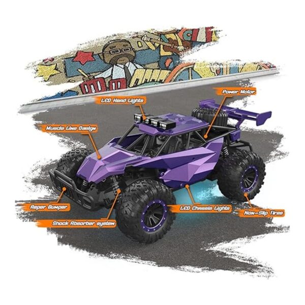 LARVEY 2WD Coche de control remoto morado a escala 116_4