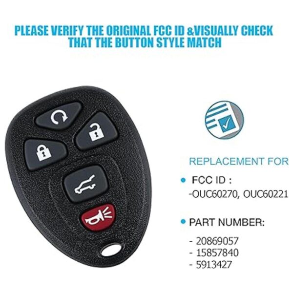 Llavero de control remoto de entrada sin llave para Chevy