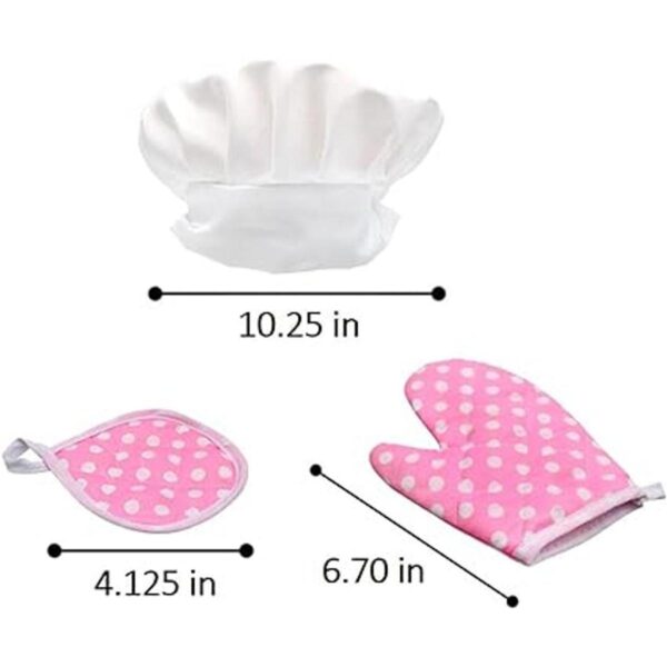 Juego de chef para niños pequeños delantal rosa sombrero_4