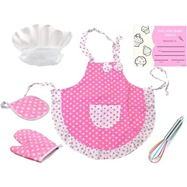 Juego de chef para niños pequeños delantal rosa sombrero_1