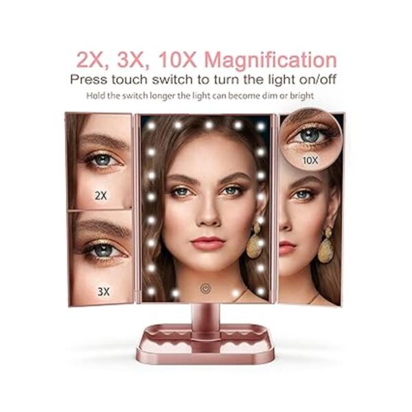 Espejo de maquillaje con luces 1 aumento de 2 x 3 X_4