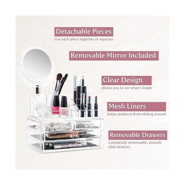 Organizador de cosméticos transparente con espejo_3