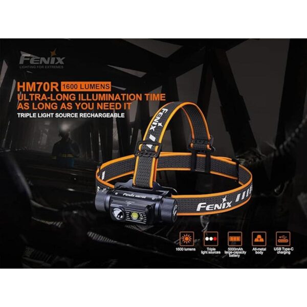 Fenix HM70R Faro frontal recargable USBC de 1600 lúmenes_3