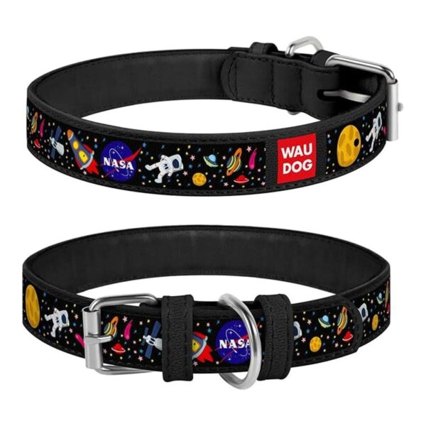 Collar de cuero para perro con diseño de la NASA collares