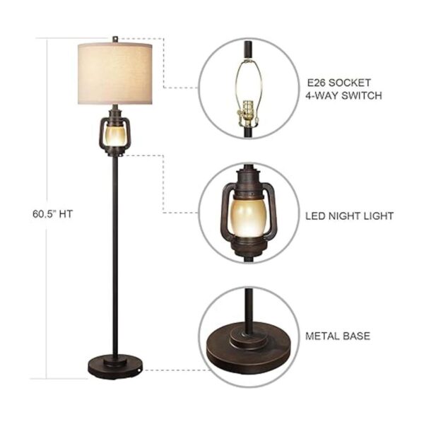LuxSight Collection Lámpara de pie de farol con luz_4