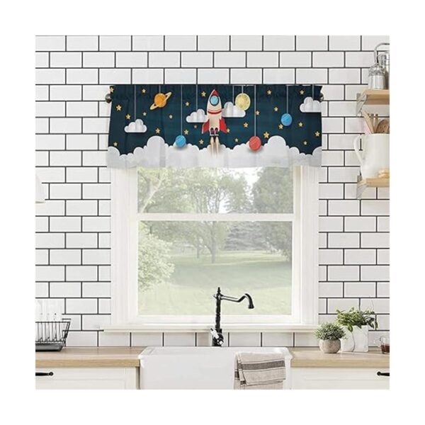 Cortina de cenefa para ventana diseño de cohete planeta_4