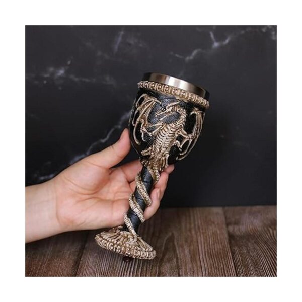 OTARTU Copa de cáliz de dragón medieval de acero