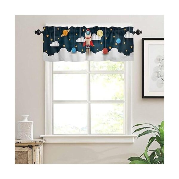 Cortina de cenefa para ventana diseño de cohete planeta_3