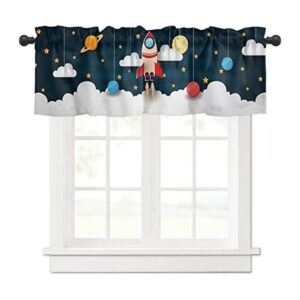 Cortina de cenefa para ventana diseño de cohete planeta_1