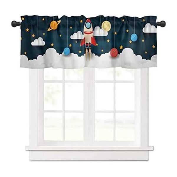 Cortina de cenefa para ventana diseño de cohete planeta_1