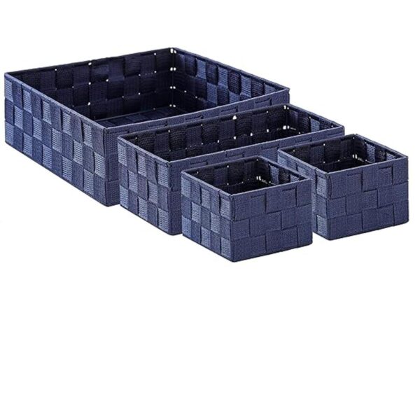 Motifeur Juego de 4 cestas decorativas con correa tejida_1