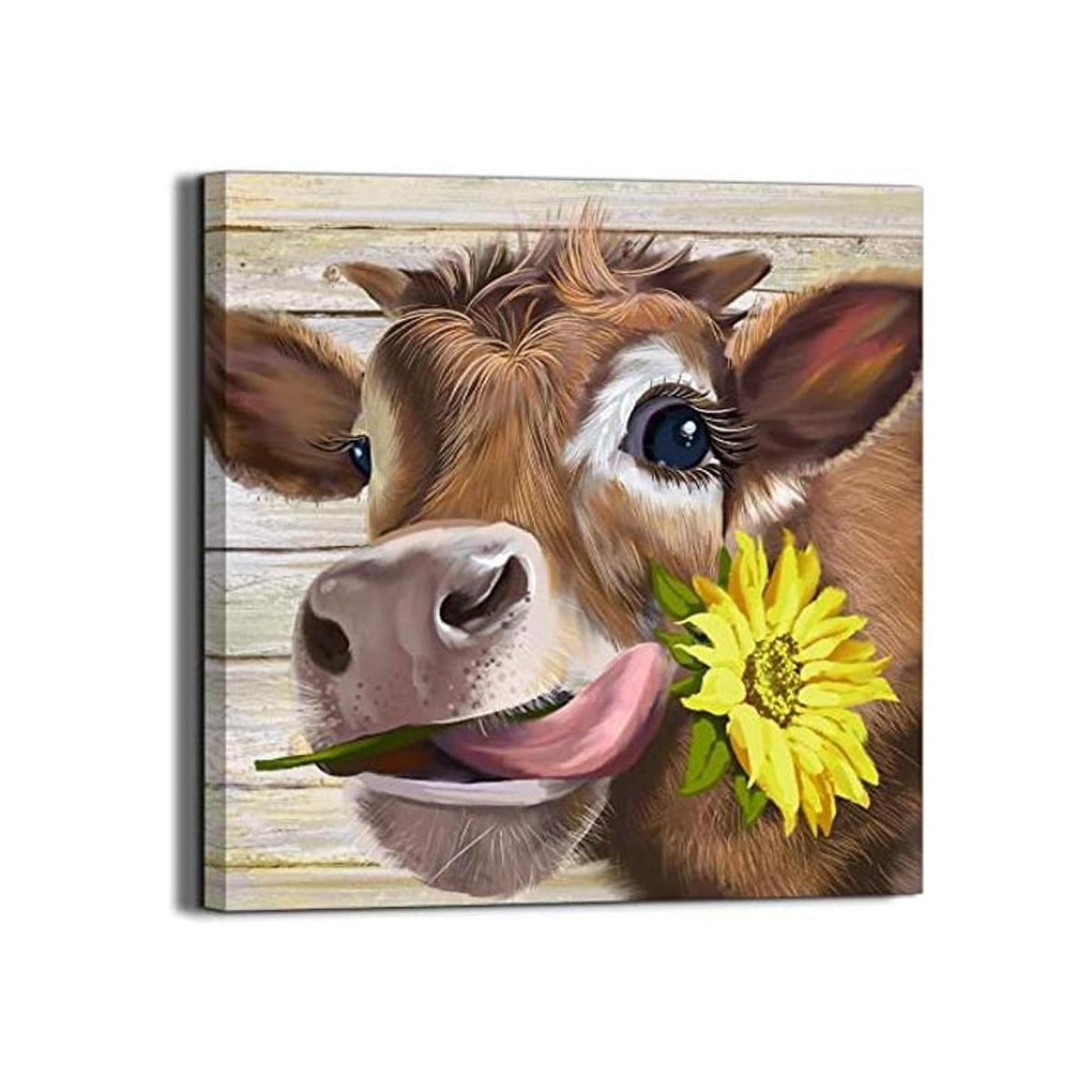 Cuadros de vaca para decoración de pared lienzo rústico