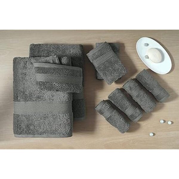 Juego de 16 toallas de baño color gris 100 algodón_2