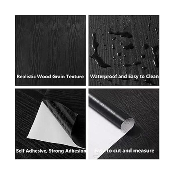 Papel tapiz de madera negra de 24 x 118 pulgadas papel de