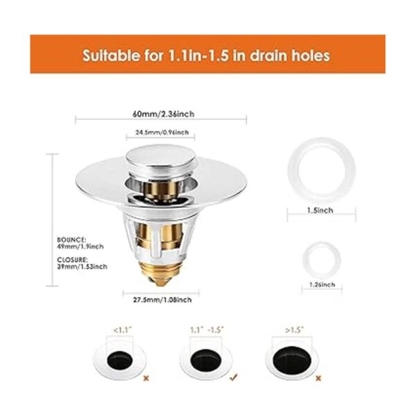 Drifop Tapón universal para fregadero de baño filtro de_2