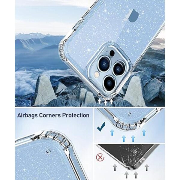 MIODIK Funda transparente con purpurina para iPhone 13 Pro_3