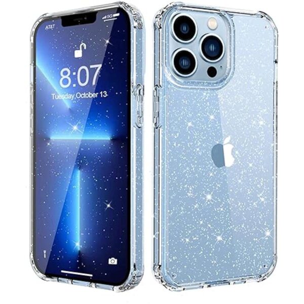 MIODIK Funda transparente con purpurina para iPhone 13 Pro_1