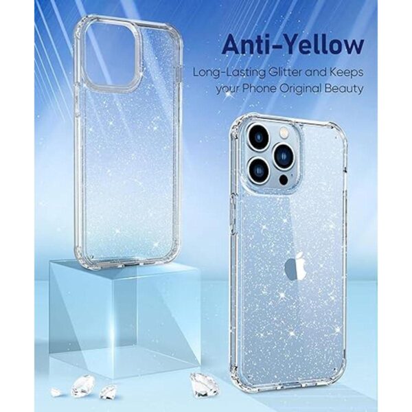 MIODIK Funda transparente con purpurina para iPhone 13 Pro_4