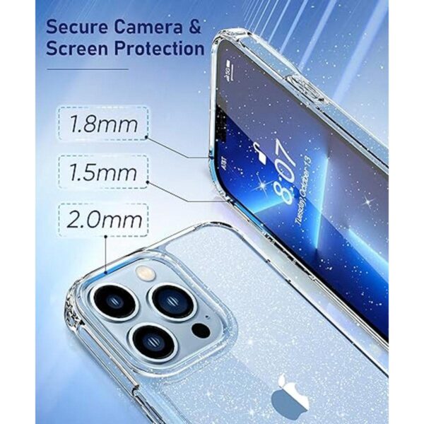 MIODIK Funda transparente con purpurina para iPhone 13 Pro_5