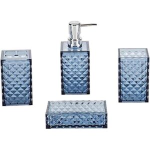 Juego de accesorios de baño azul 4 piezas cuadrados de