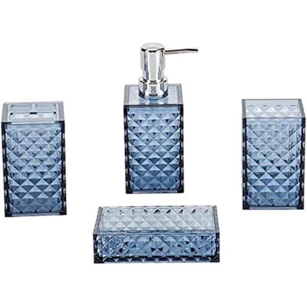 Juego de accesorios de baño azul 4 piezas cuadrados de