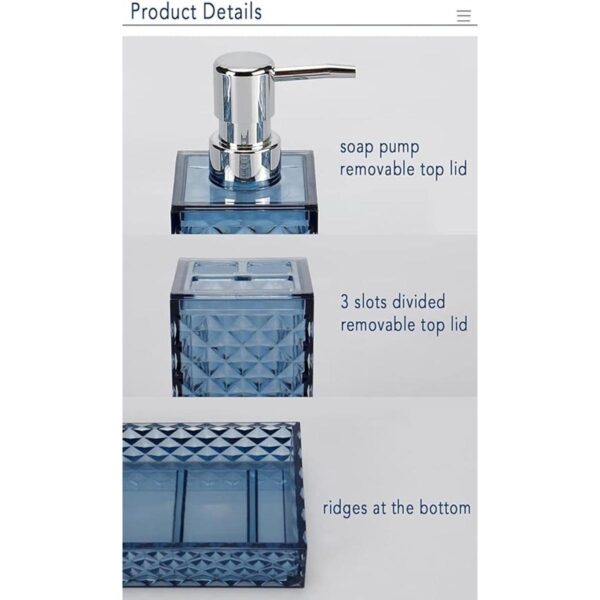 Juego de accesorios de baño azul 4 piezas cuadrados de
