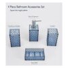 Juego de accesorios de baño azul 4 piezas cuadrados de