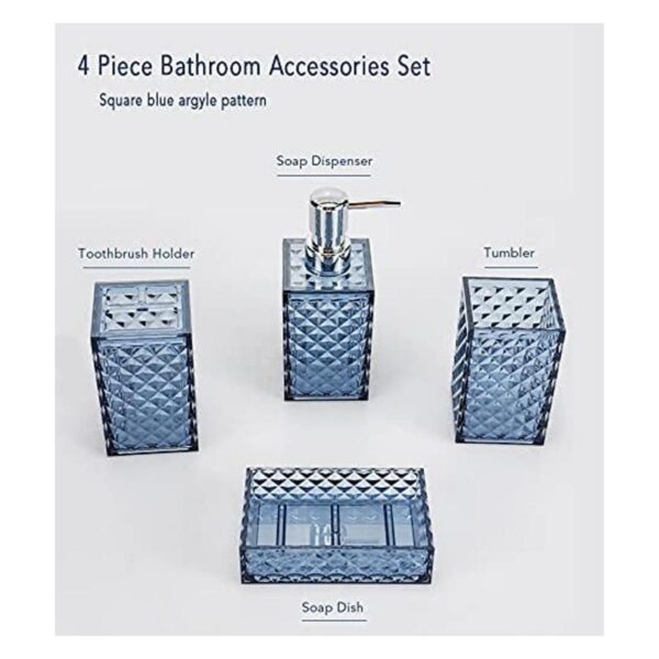 Juego de accesorios de baño azul 4 piezas cuadrados de